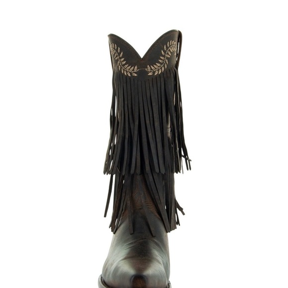 Soho Brown Fringed Leather Cowgirl Boota - Picture 4 of 7